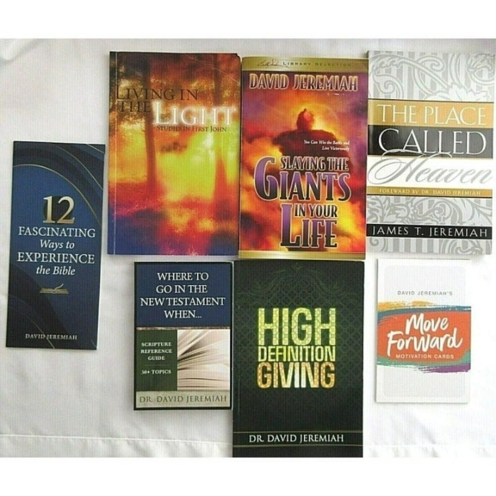 Lot Of 7 David Jeremiah Books, Motivation Cards, Leaflet ~ New And Used